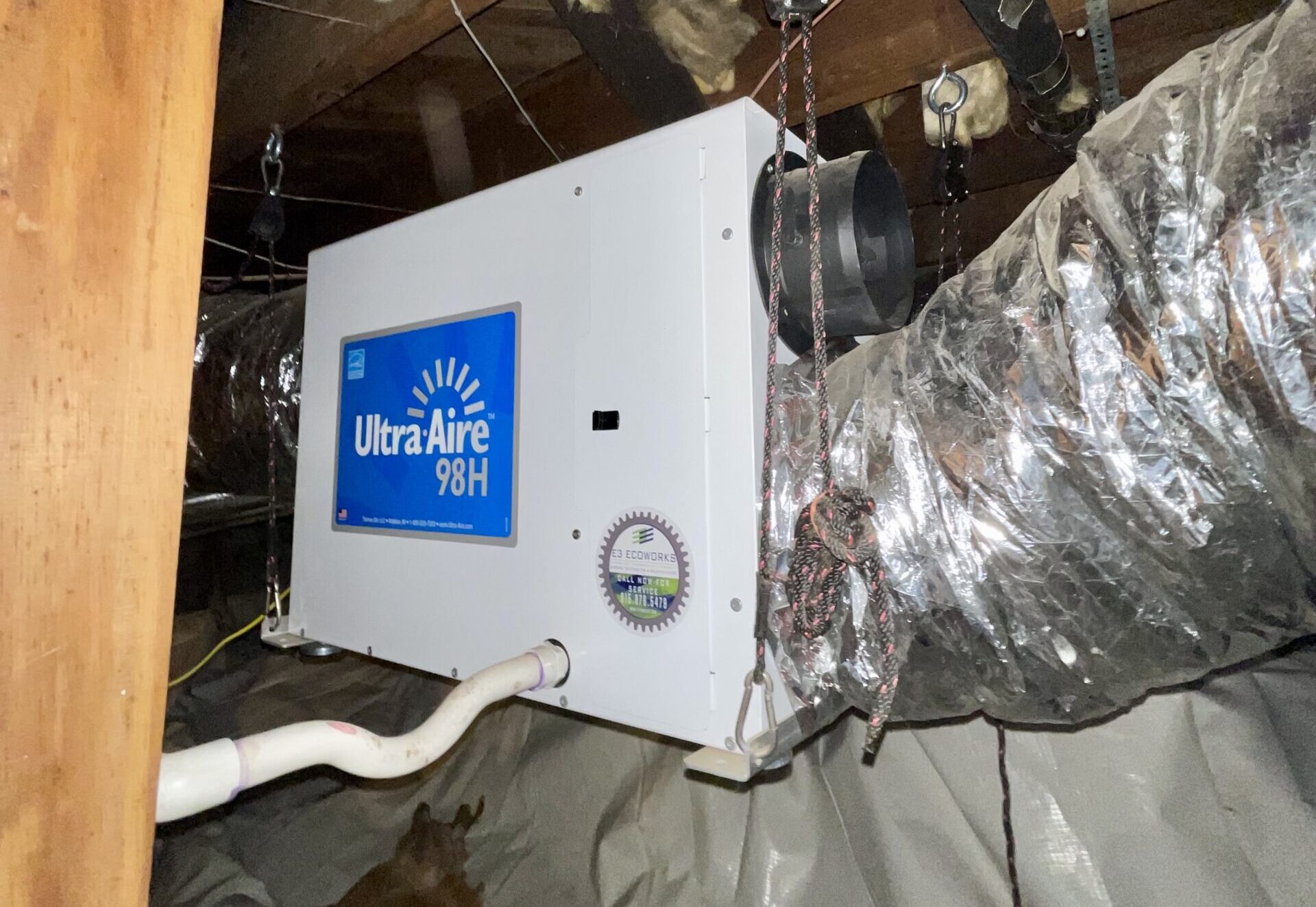 Dehumidifier dehumidifier installed in a client's attic